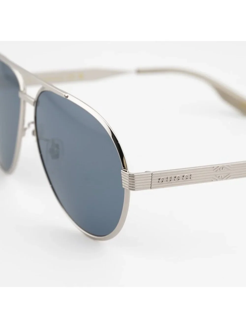 Gucci GG1513S 003 Sunglasses Silver Aviator Frame, Smoke Lenses